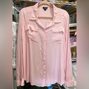 a.n.a Pink Button Down Long Sleeve Shirt